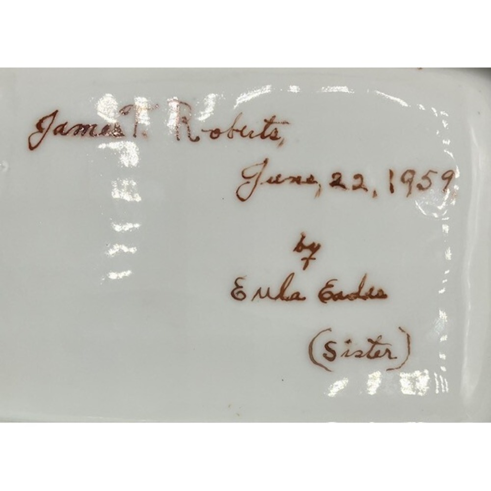 Handcrafted Ceramic Ashtray Vintage 1959 Signed and Dated 7.5"Length - Picture 4 of 4